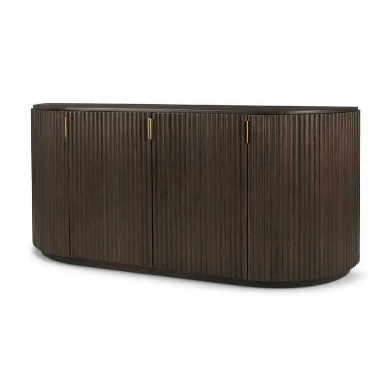 Terra Dark Brown Fluted Sideboard – 72"L X 18"W X 32"H Storage Cabinet 1