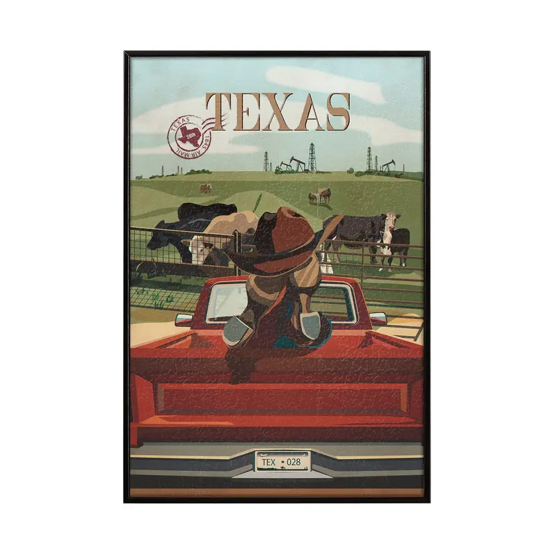 Texas Go Usa (Sm) Decograph Art – Hand-Embellished Framed Print By Mercana Studio 1