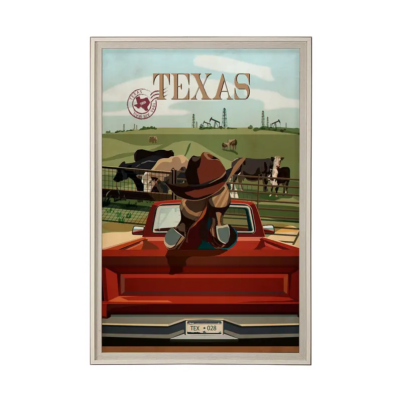 Texas Go Usa (Xl) – Hand-Embellished Decograph Framed Art Print Under Glass By Mercana Studio 1