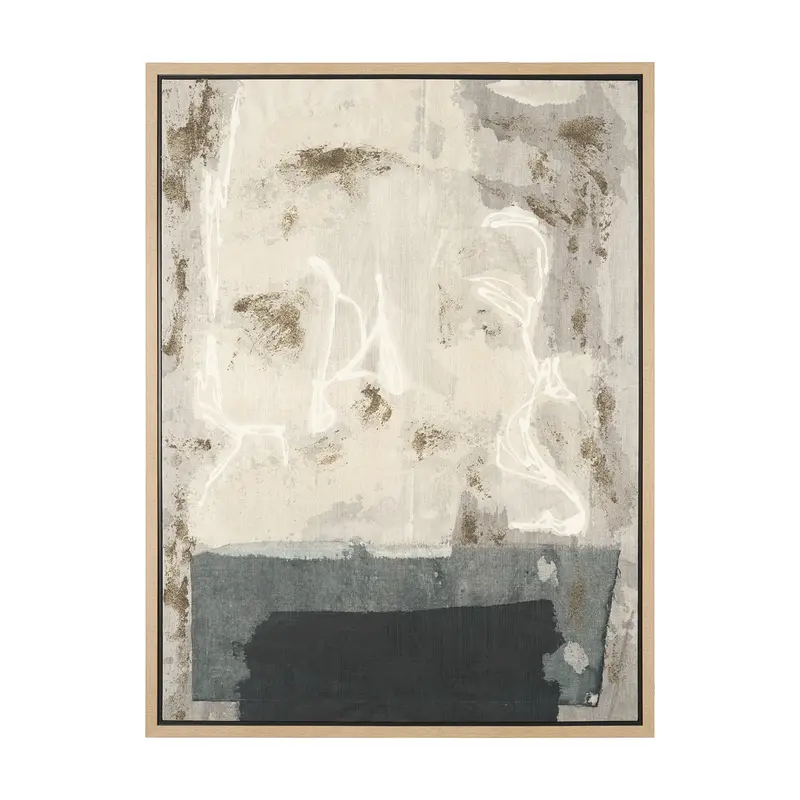 Textural Echo – Ash: Hand-Embellished Textured Framed Canvas By Kristine Hegre 1
