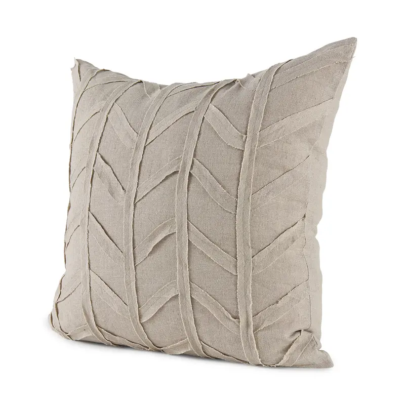 Textured Beige Linen Pillow Cover – Ivivva Collection, 20"L X 20"W 1