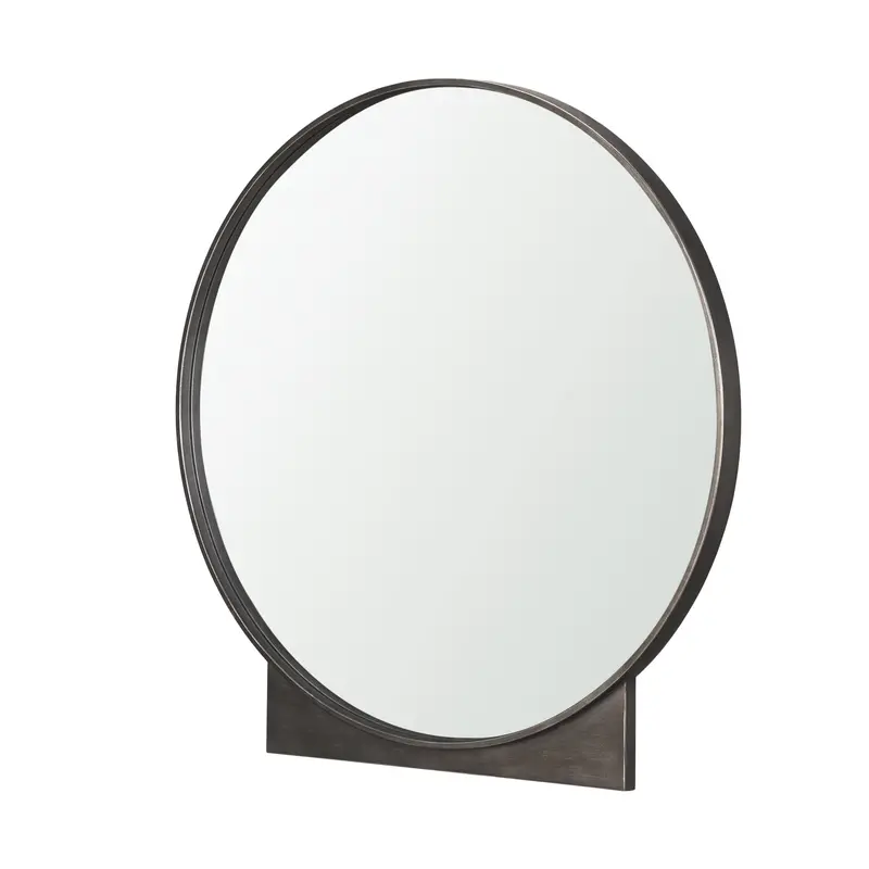 Textured Gunmetal Round Wall Mirror – Tillie Contemporary Design 1