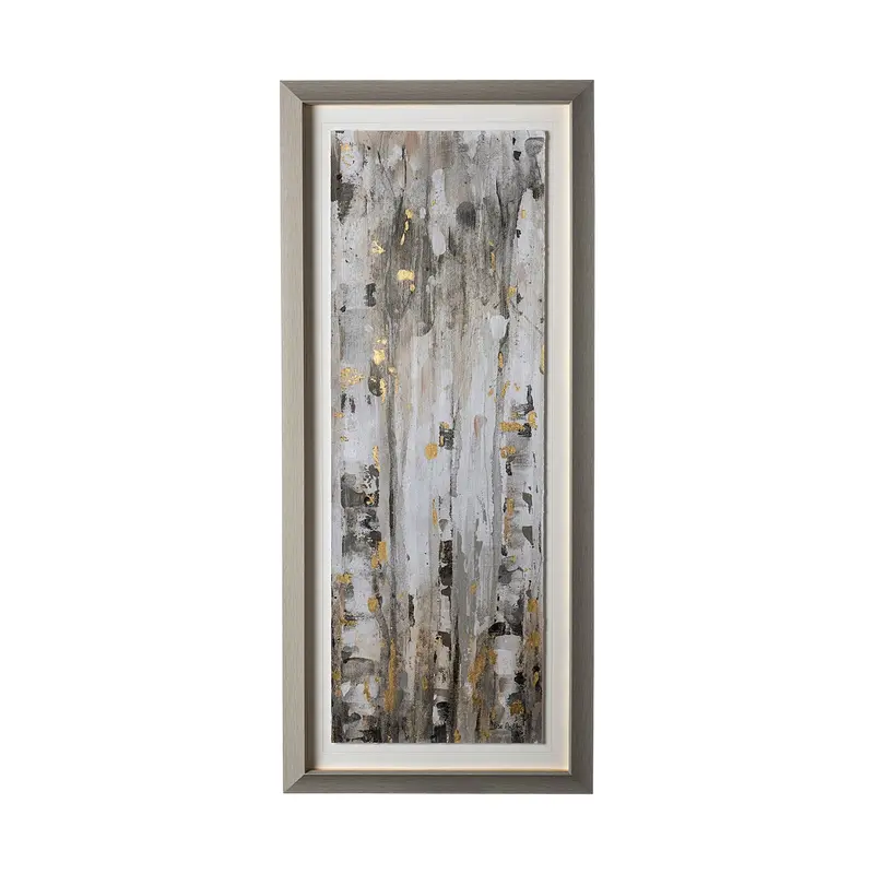 The Forest Iv (Neutral) – Hand-Embellished Textured Framed Print Under Glass 1