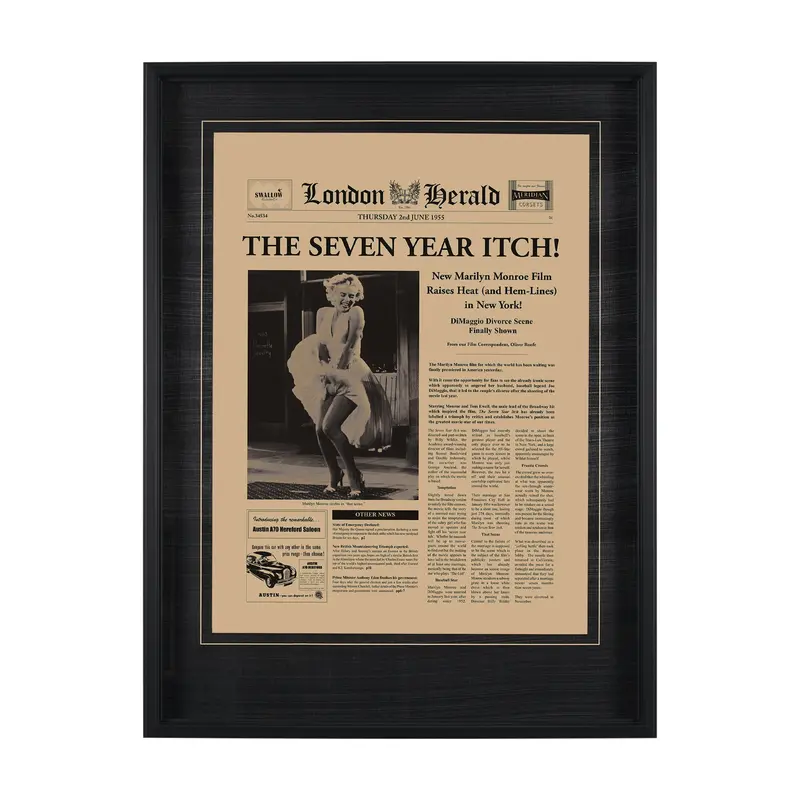 The Seven Year Itch – Vintage-Style Hand-Embellished Framed Photo Art, Matted & Glazed 1