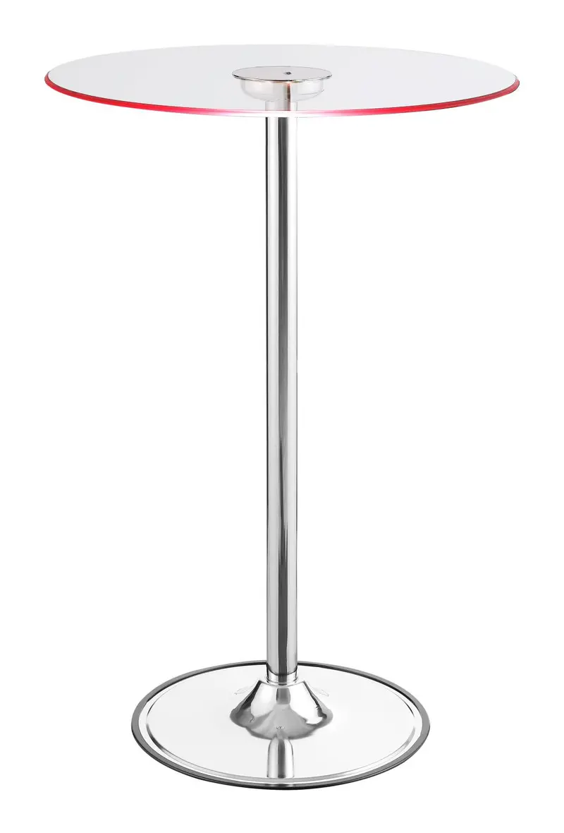 Thea Chrome & Clear Led Bar Table – Modern Illuminated Counter-Height Surface 1