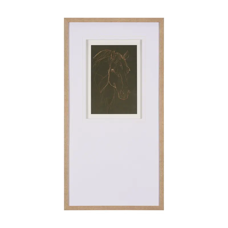 Thoroughbred Iii Olive Framed Art Print – Mercana Studio Hand-Embellished Matted Glass Display 1