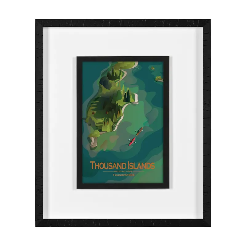 Thousand Islands Go (M) Framed Artwork – Mercana Studio Matted Glass Wall Decor 1