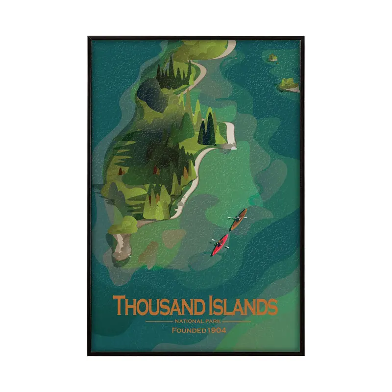Thousand Islands Go (Sm) Textured Framed Art – Mercana Studio Matted Wall Decor 1