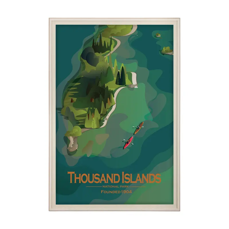 Thousand Islands Go (Xl) Framed Artwork – Mercana Studio Matted Glass Statement Piece 1