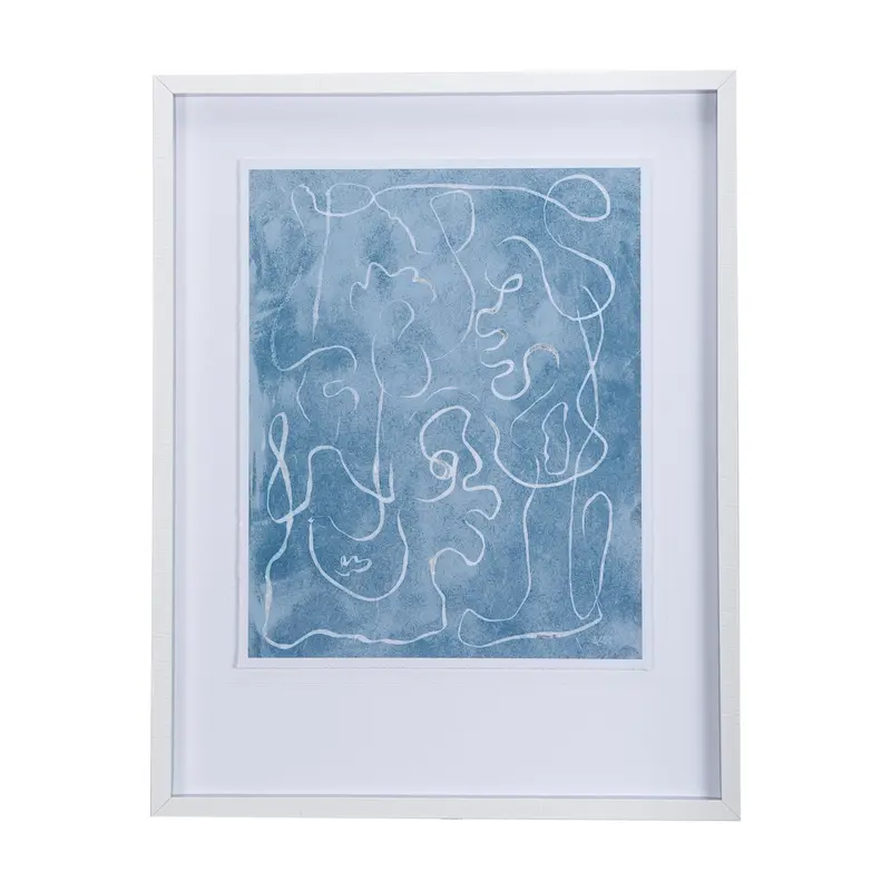 Thread Blue I Framed Art Print – Mercana Studio Hand-Embellished Matted Glass Display 1