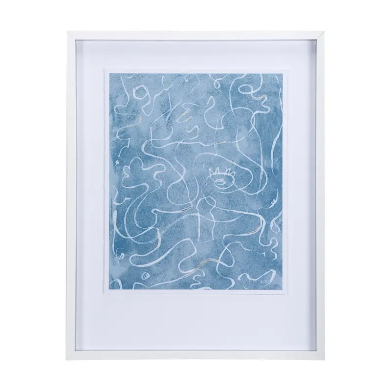 Thread Blue Ii Framed Art Print – Mercana Studio Hand-Embellished Matted Glass Display 1