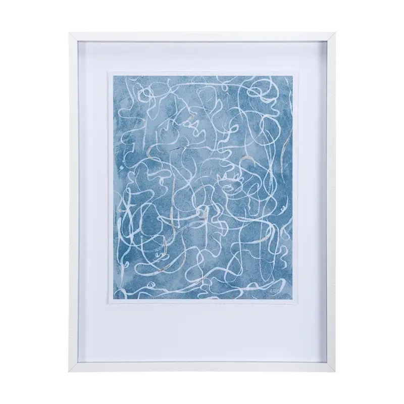Thread Blue Iii Framed Art Print – Mercana Studio Hand-Embellished Matted Glass Display 1