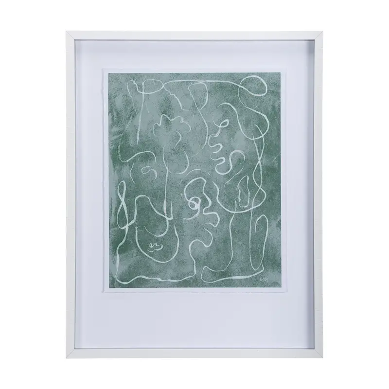 Thread Green I Framed Art Print – Mercana Studio Hand-Embellished Matted Glass Display 1
