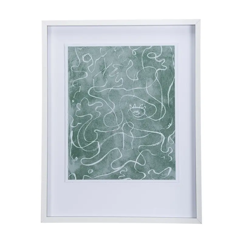 Thread Green Ii Framed Art Print – Mercana Studio Hand-Embellished Matted Glass Display 1