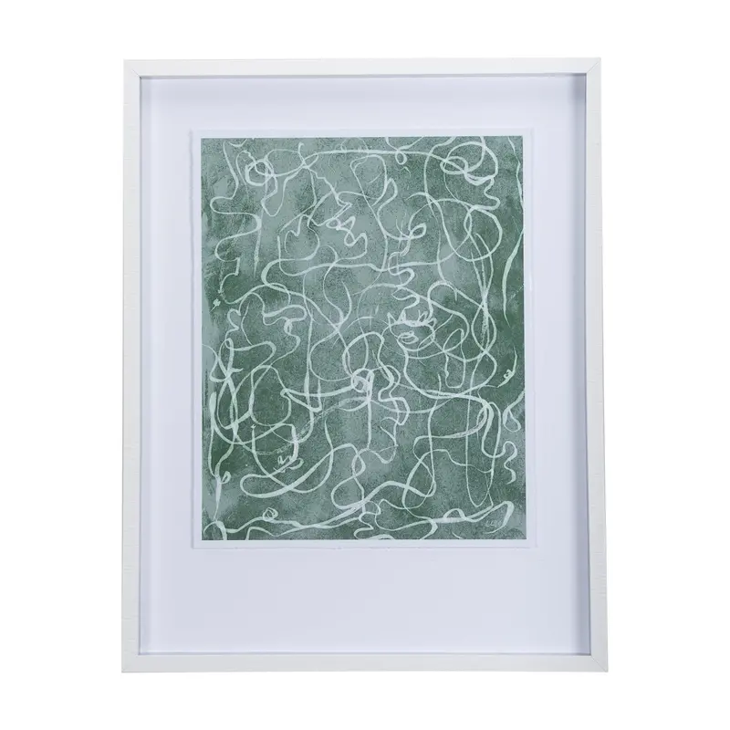 Thread Green Iii Framed Art Print – Mercana Studio Hand-Embellished Matted Glass Display 1
