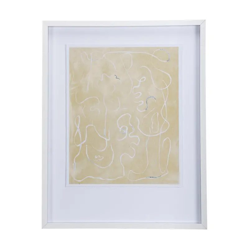 Thread Yellow I Framed Art Print – Mercana Studio Hand-Embellished Matted Glass Display 1