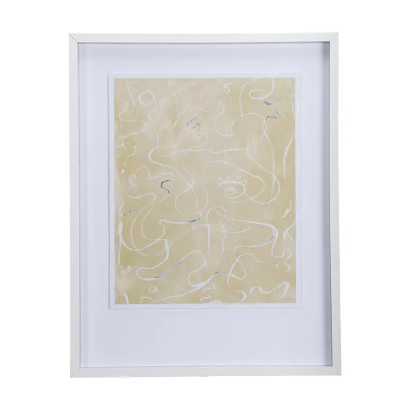 Thread Yellow Ii Framed Art Print – Mercana Studio Hand-Embellished Matted Glass Display 1