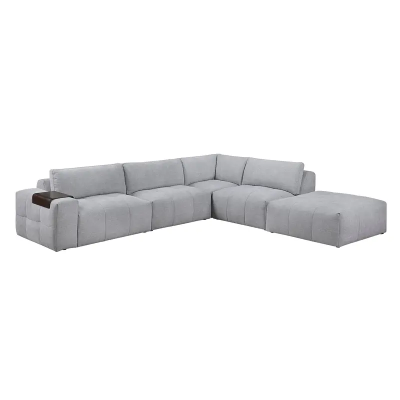 Tidal Gray 5-Piece Modular Sectional Sofa With Ottoman 1