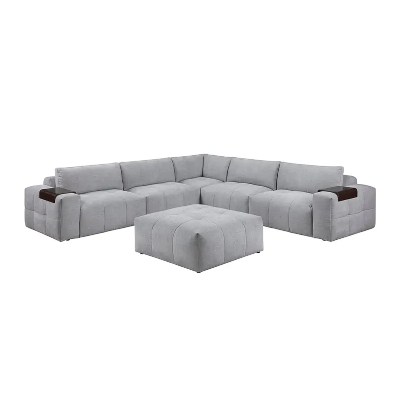 Tidal Gray 6-Piece Modular Sectional Sofa With One Ottoman 1