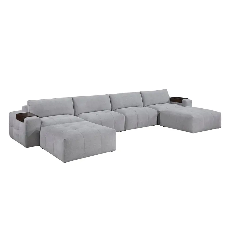 Tidal Gray 6-Piece Modular Sectional Sofa With Two Ottomans 1