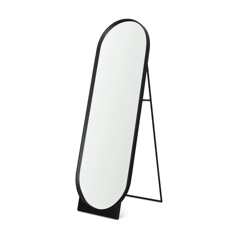 Tillie Floor Mirror – Oblong Matte Black Metal Standing Mirror 1