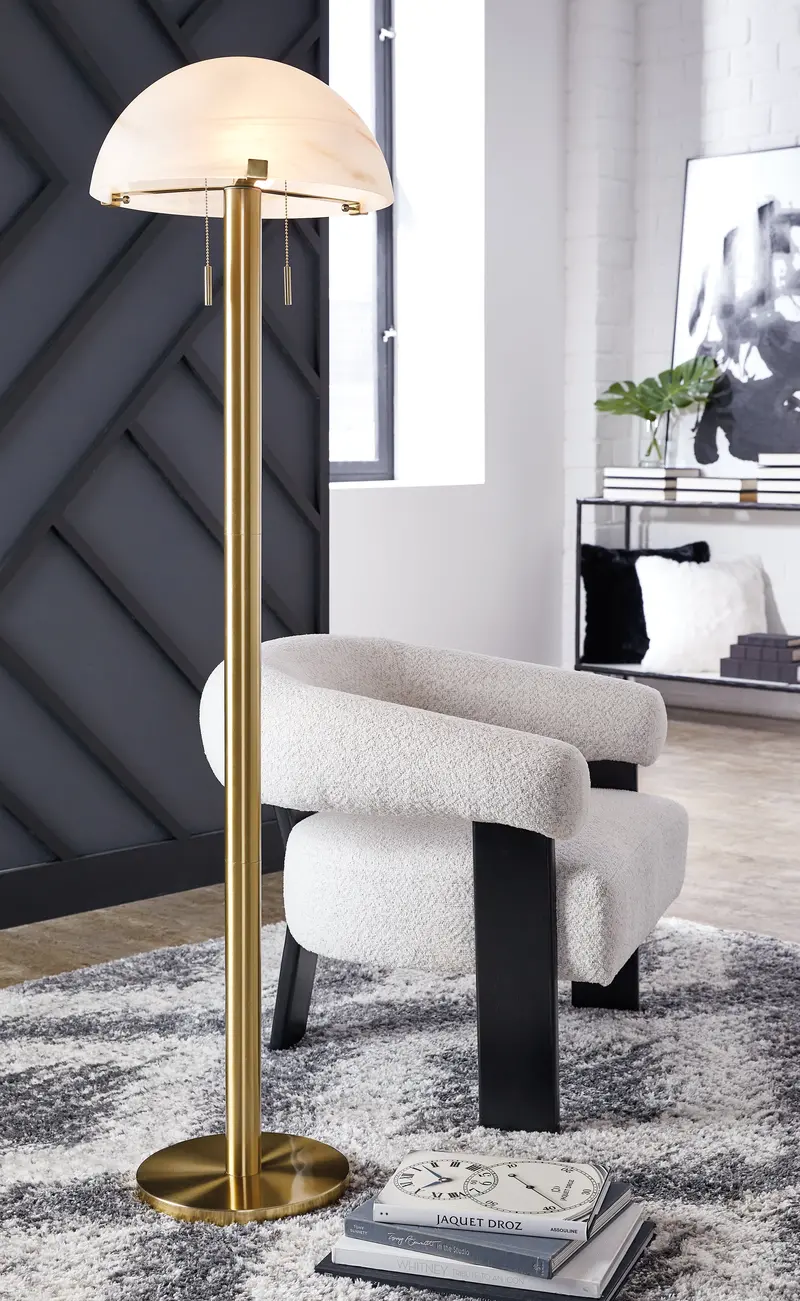 Tobbinsen Brass-Finished Adjustable Floor Lamp 1