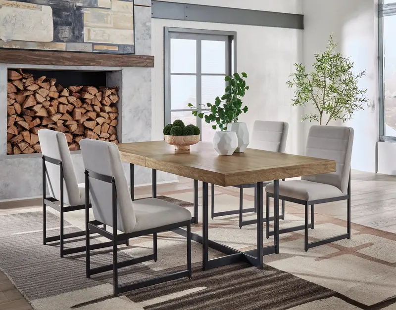 Tomtyn Light Brown Dining Table With 4 Matching Chairs – Compact 5-Piece Dining Set 1