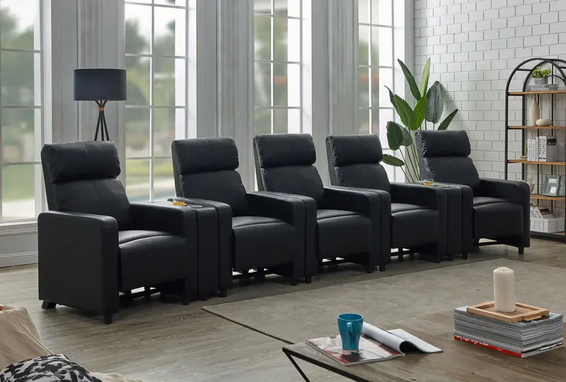 Toohey Tufted Black Recliner Living Room Set 1