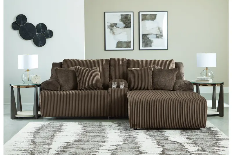 Top Tier Chocolate 3-Piece Raf Chaise Sectional With Power Recline 1