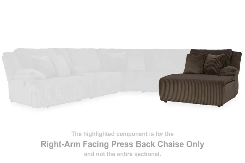 Top Tier Chocolate Chaise – Right-Arm Facing Press Back Sofa Extension 1