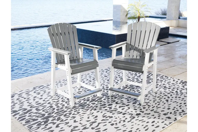 Transville Gray-And-White Outdoor Counter-Height Barstools 1