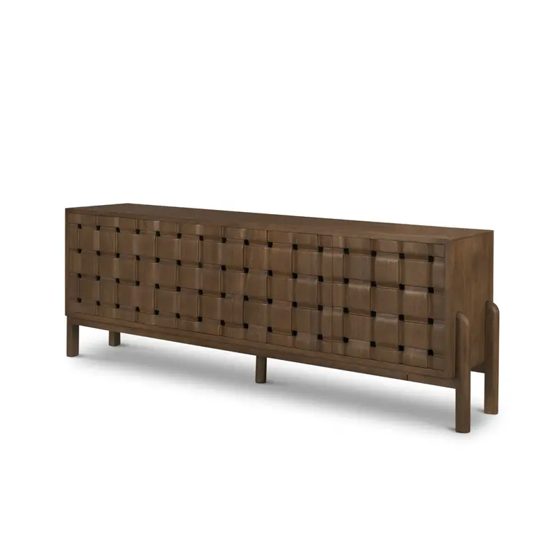 Trellyn Solid Walnut Sideboard With Intricate Woven-Carved Panel Doors 1