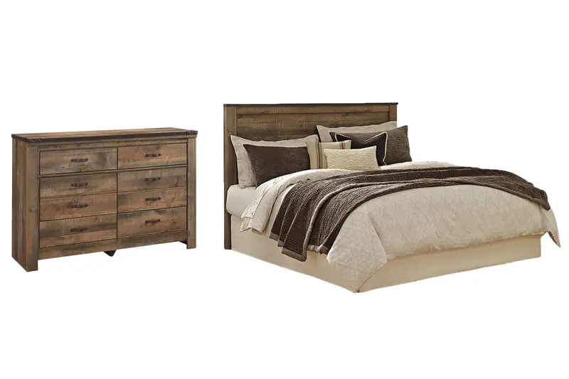 Trinell Brown King/Cal King Headboard Bed With Matching Dresser 1