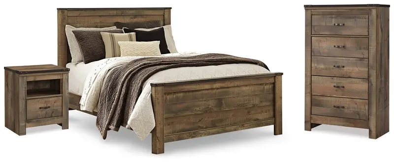 Trinell Brown Queen Bedroom Set: Bed, Chest, And Two Nightstands 1