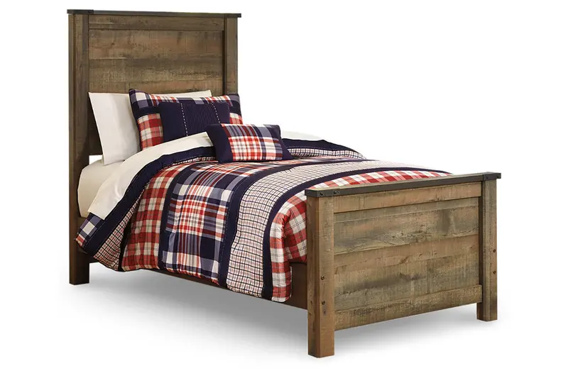 Trinell Brown Twin Panel Bed Frame With Clean Lines And Low Profile 1