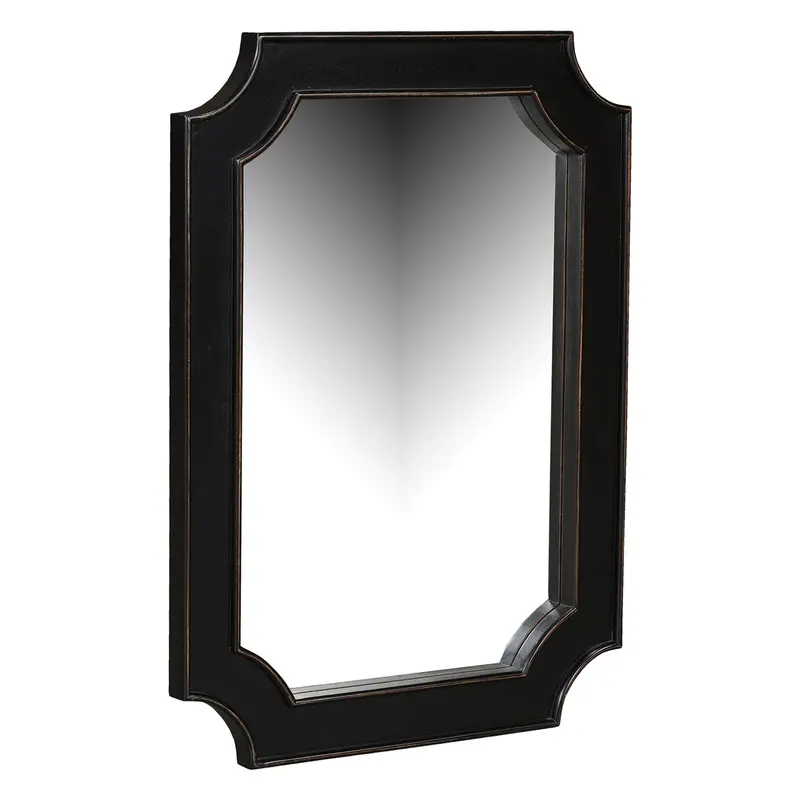 Turin 31-Inch Distressed Black Wall Mirror 1