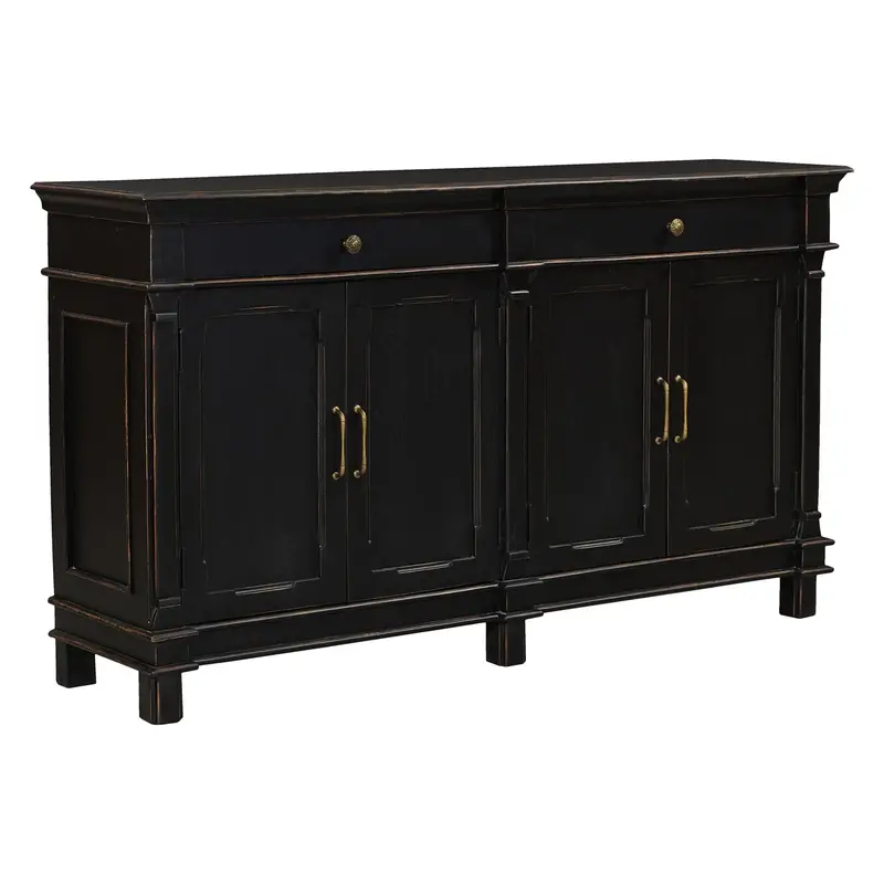 Turin 70-Inch Distressed Black Sideboard Cabinet 1