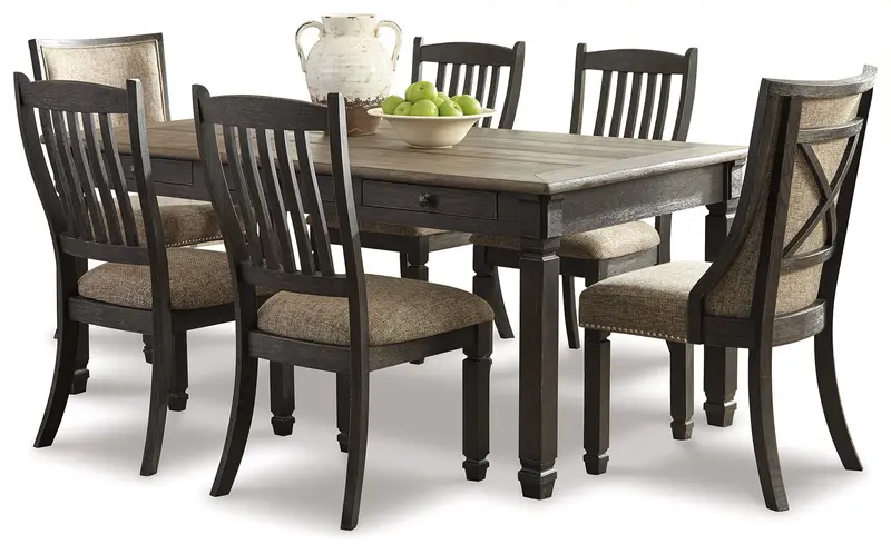Tyler Creek Black And Gray Dining Set: Table + 6 Chairs 1