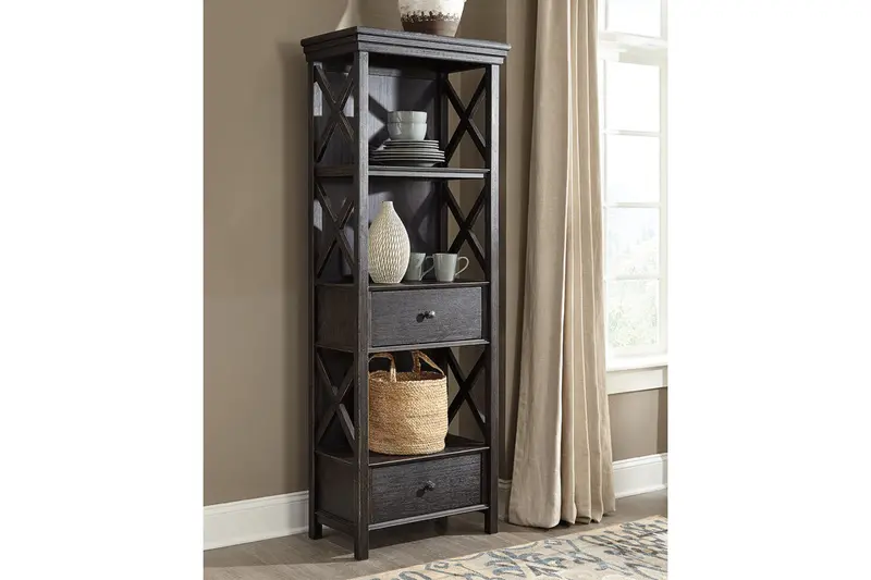Tyler Creek Black-And-Gray Display Cabinet With Adjustable Glass Shelves 1
