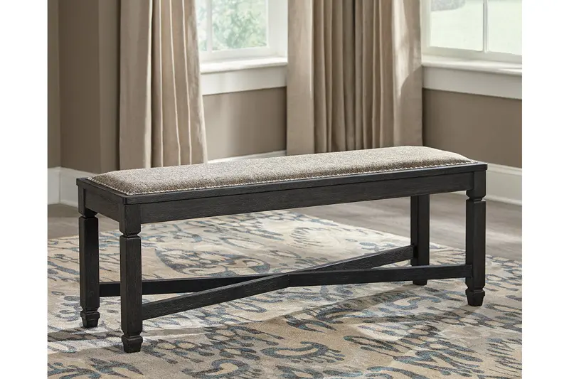 Tyler Creek Black And Grayish-Brown Dining Bench 1