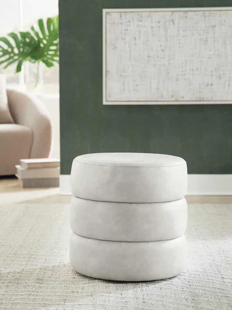 Ummi Bone-Tone Swivel Accent Ottoman – Upholstered Rotating Footrest 1