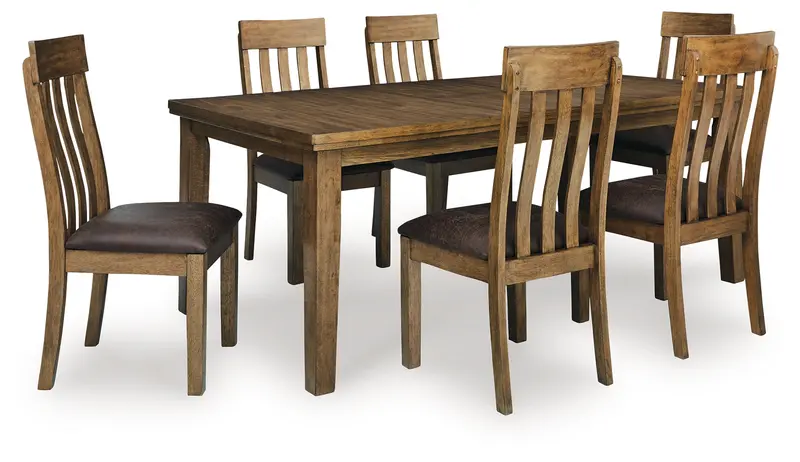 Urbinforte Light Brown Dining Set: Table + 6 Chairs 1