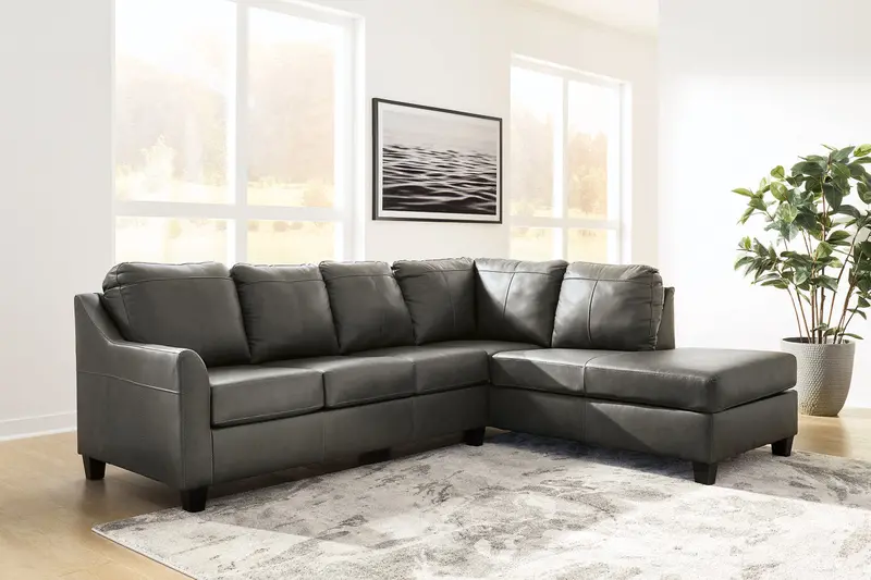 Valderno Fog Gray 2-Piece Raf Chaise Sectional Sofa Set 1