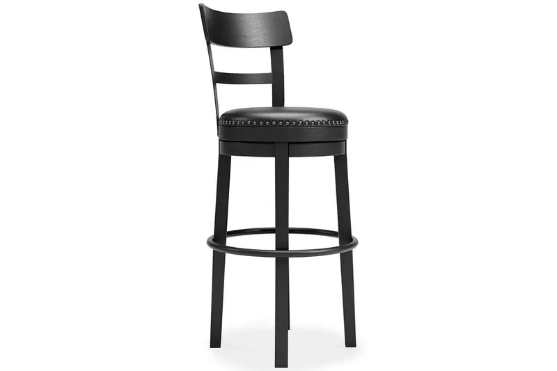 Valebeck Black Barstool With Backrest And Footrest 1