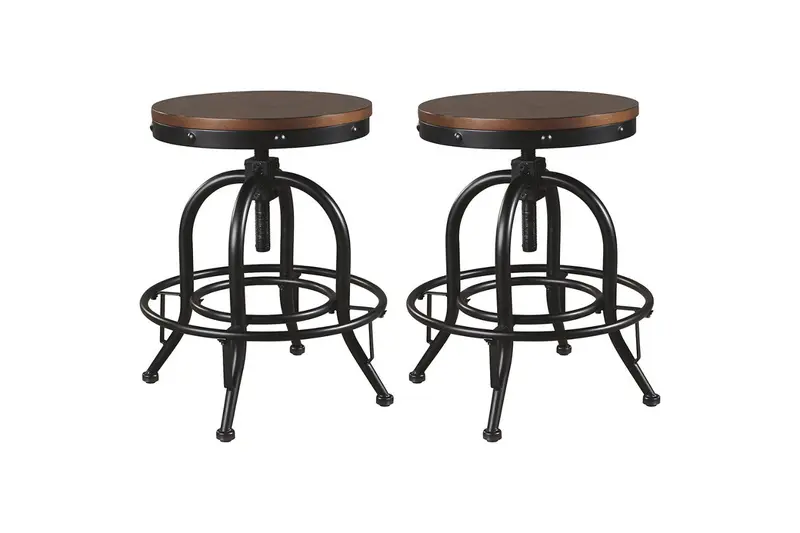 Valebeck Brown-And-Black Counter-Height Barstool Set (2 Pcs) 1