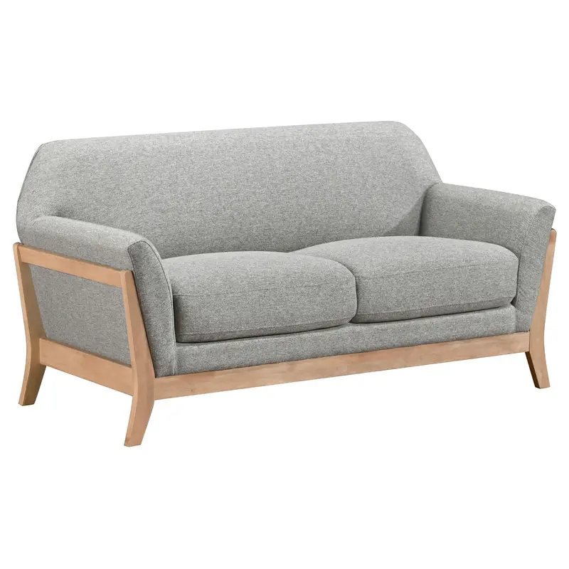 Vaughn Gray Fabric Loveseat – Flared Arm Upholstered Two-Seater Sofa 1