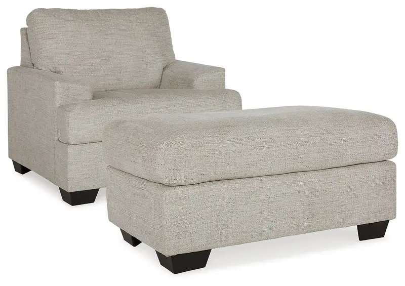 Vayda Pebble Fabric Accent Chair And Matching Ottoman 1