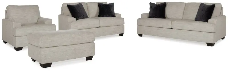 Vayda Pebble Upholstered Sofa Set: Loveseat, Chair, And Ottoman 1