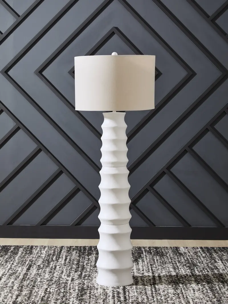 Veraleigh Adjustable White Floor Lamp – Contemporary Arc Design 1