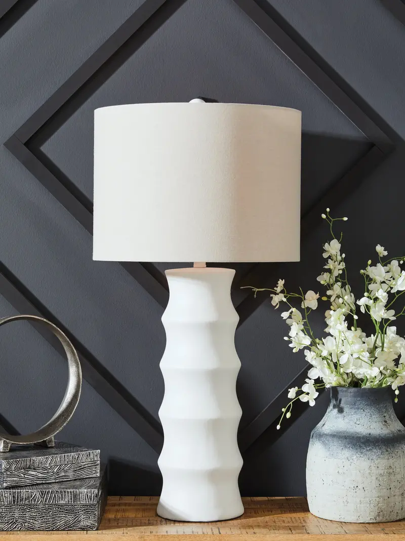 Veraleigh White Ceramic Table Lamp – Modern Desk Or Nightstand Light 1